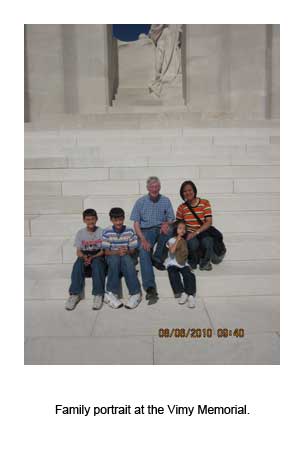 Family portrait at the Vimy Memorial