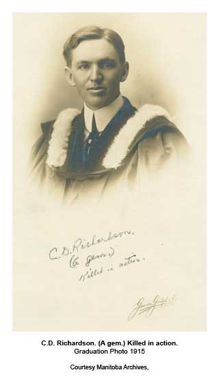 C.D. Richardson. Graduation photo, 1915. Courtesy Manitoba Archives.