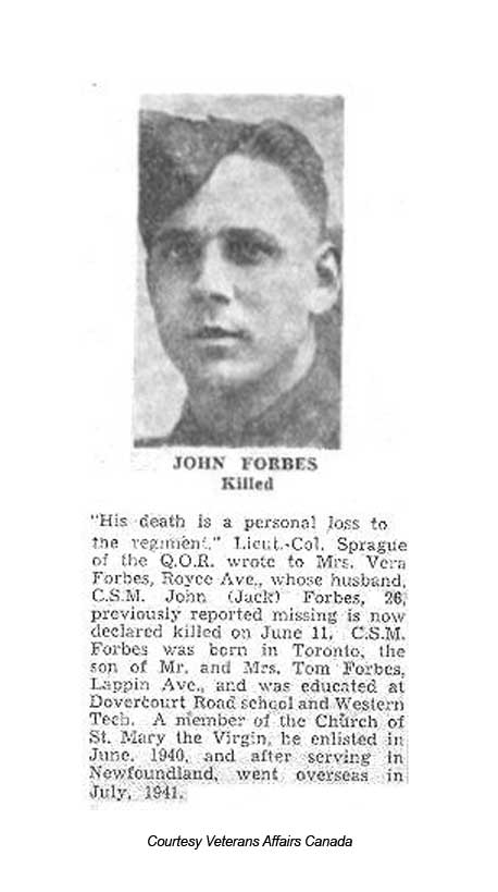 John Forbes. Courtesy Veterans Affairs Canada.
