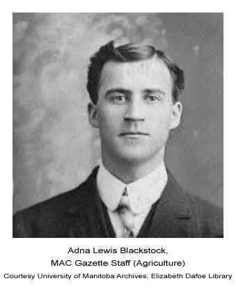 Adna Lewis Blackstock, MAC Gazette Staff (Agriculture), 1910.