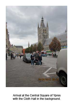 Arrival at the Central Square of Ypres with the Cloth Hall in the background