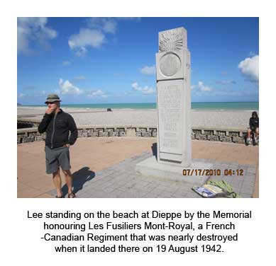 Lee standing on the beach at Dieppe
