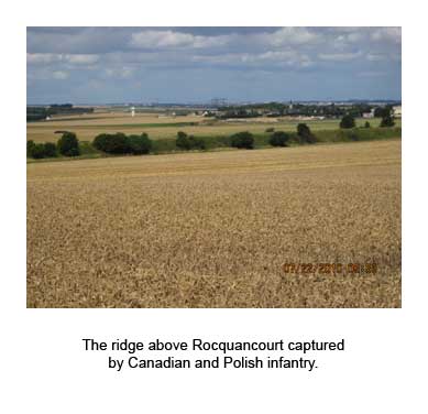 The ridge above Rocquancourt captured by Canadian and Polish infantry