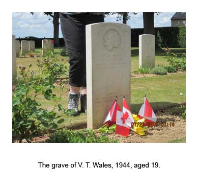 The grave of V. T. Wales, 1944, aged 19