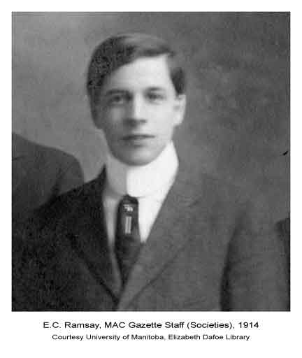 E.C. Ramsay, MAC Gazette Staff (Societies), 1914.