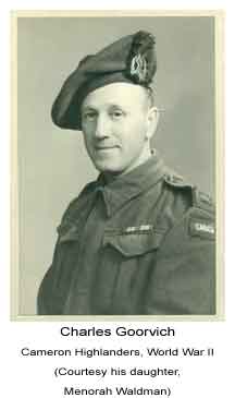 Charles Goovich, Cameron Highlanders, World War II (Courtesy his daughter, Menorah Waldman)